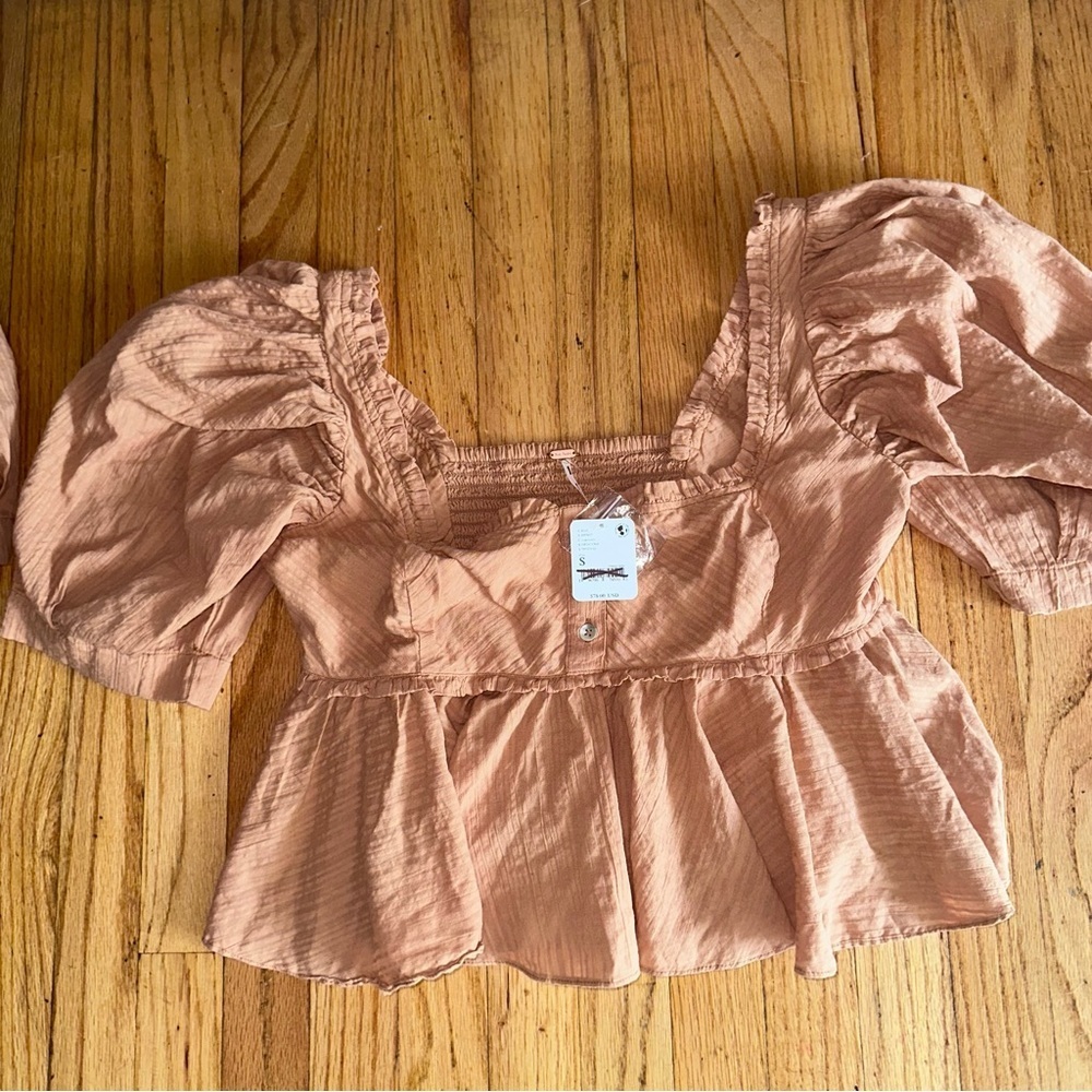 NWT Free People Leave It To Me Babydoll Crop Square Neck Top - Picture 3 of 5